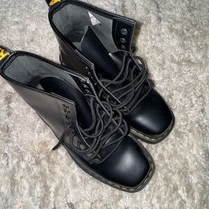 Dr. Martens Black Boots with Yellow Stitching